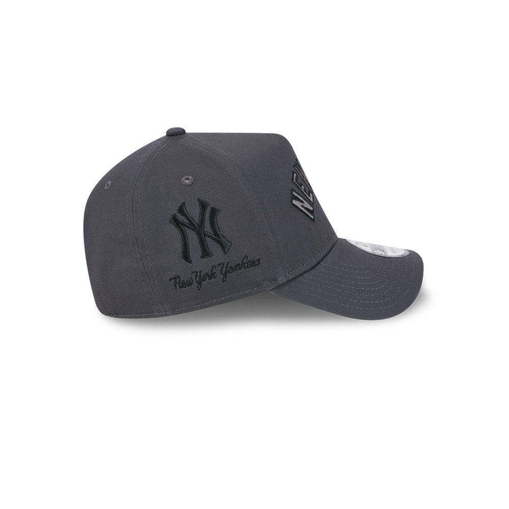 New York Yankees Hat - Higher Grade Grey Black 9Forty A-Frame MLB Snapback Cap - New Era